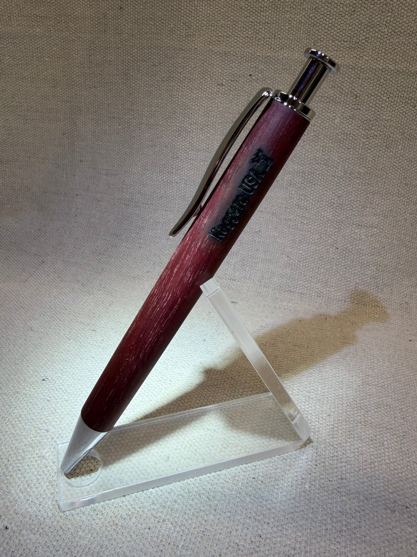 Hand-Turned Purpleheart Wood Click Pen - Chrome - Naggara USA