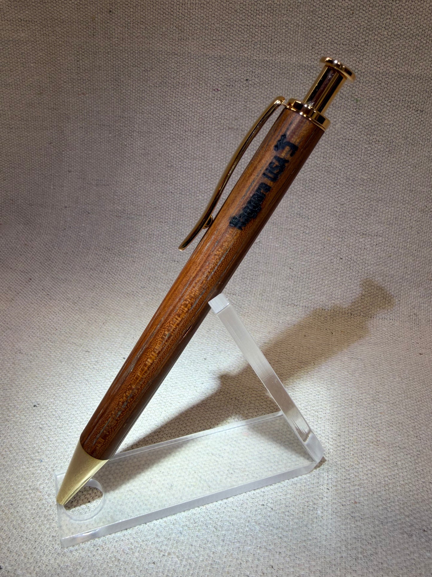 Hand-Turned Merbau Wood Click Pen - Gold - Naggara USA