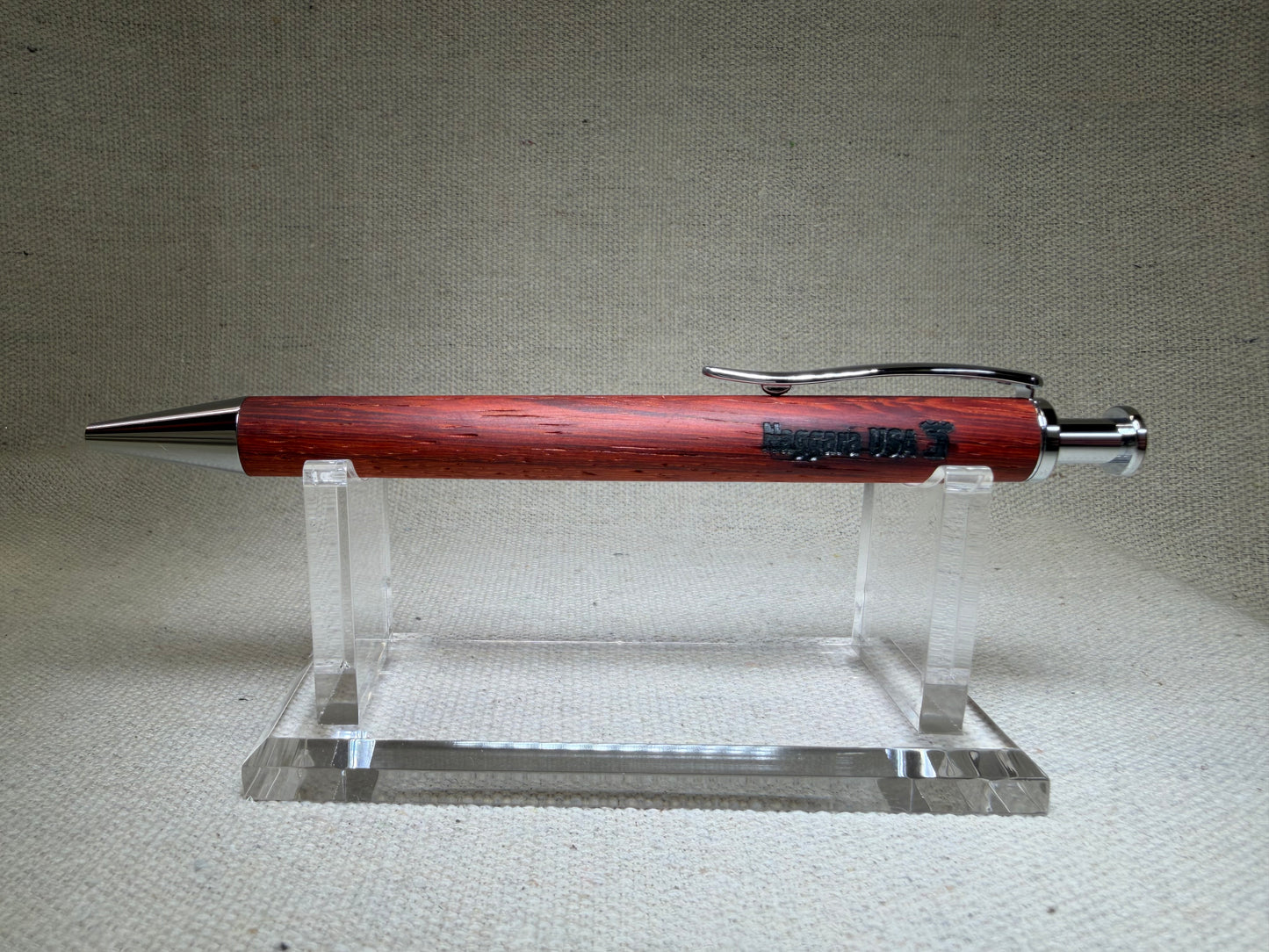 Hand-Turned Padauk Wood Click Pen - Chrome - Naggara USA