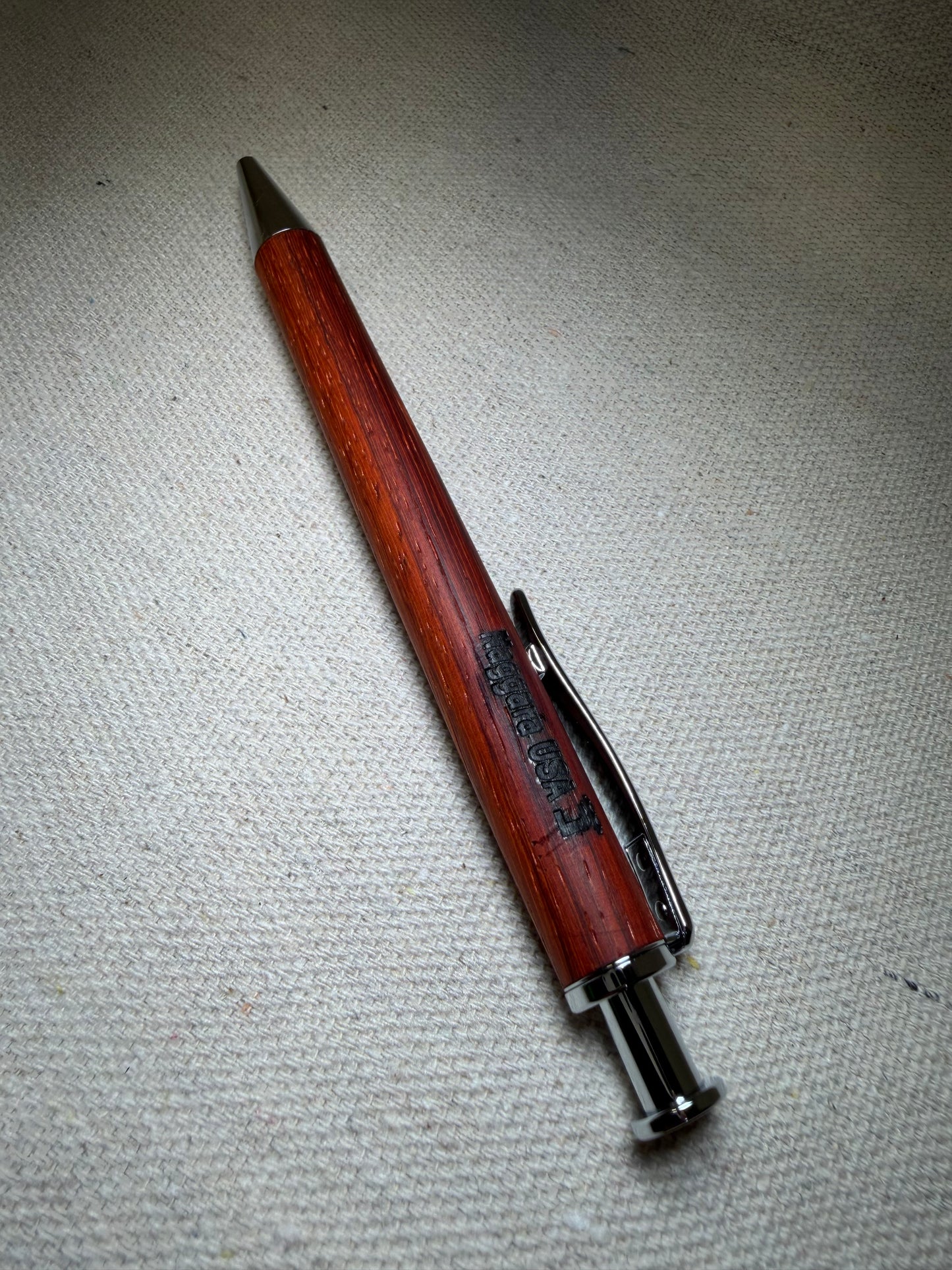 Hand-Turned Padauk Wood Click Pen - Chrome - Naggara USA