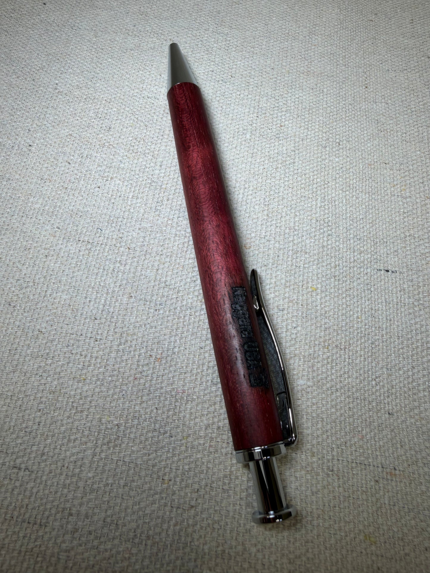 Hand-Turned Purpleheart Wood Click Pen - Chrome - Naggara USA